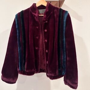 Vintage Casper plum wine faux fur jacket